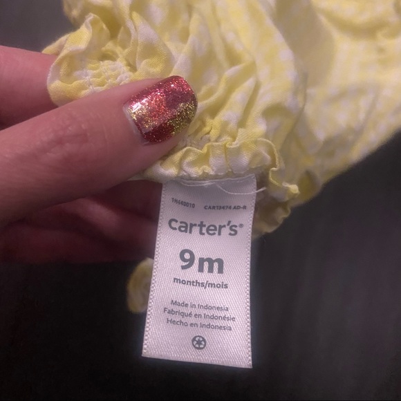 Carter’s 2-Piece Flutter Tank & Twill Short Set in yellow gingham size 9M - Picture 4 of 8